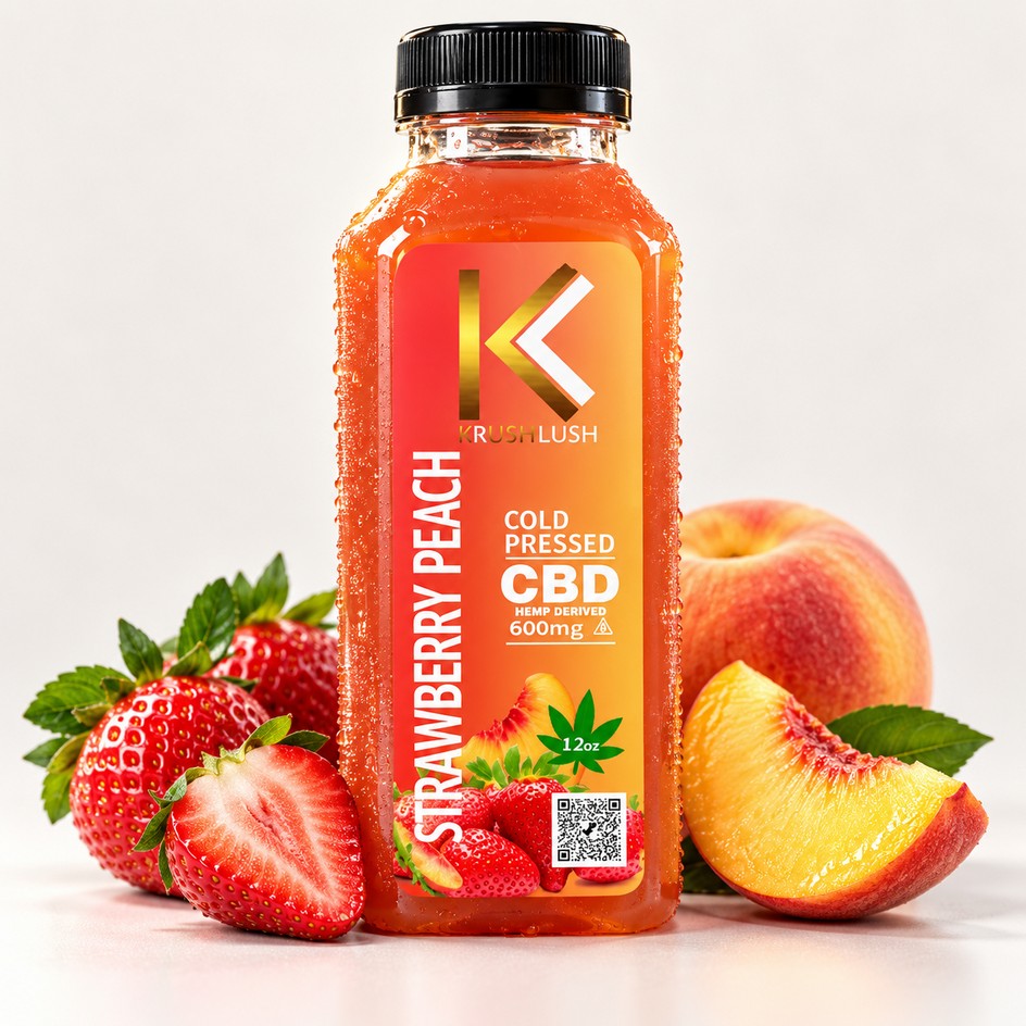 Strawberry Peach botanical beverage with fresh fruit